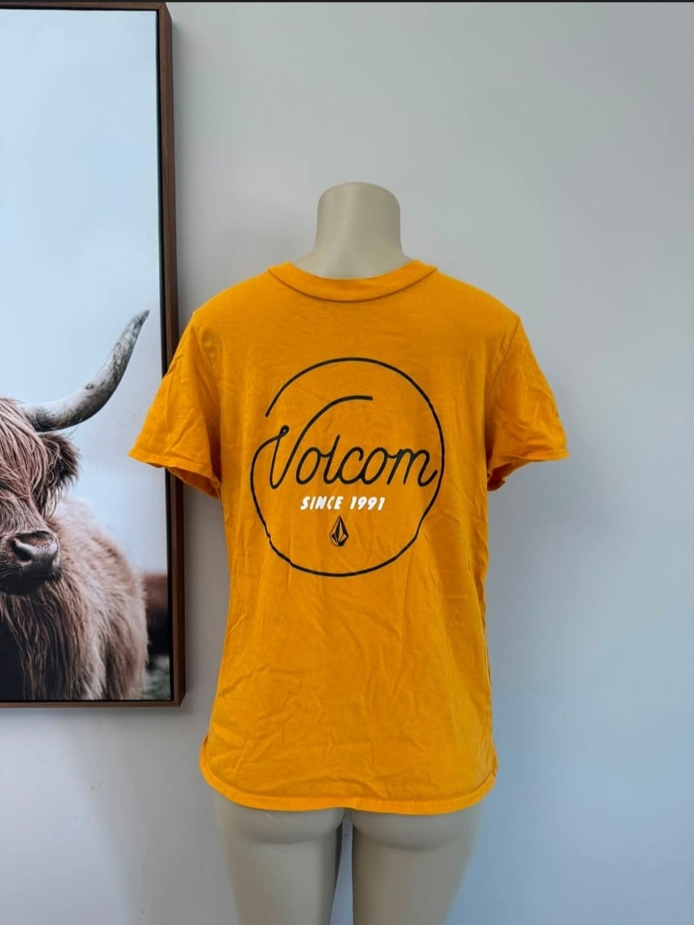 Volcom Men’s Bright Yellow Logo Short Sleeve Tee
